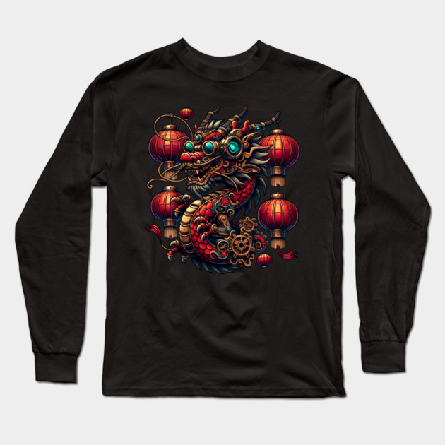 Steampunk Chinese New Year Dragon Long Sleeve T-Shirt by HolidayBug