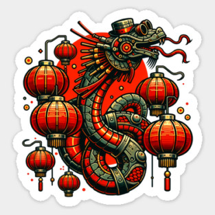 Steampunk Chinese New Year Snake Sticker