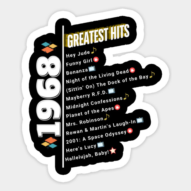 1968 Time Capsule Era - Front & Back - Retro Pop Culture Sticker by OTL Spotlight