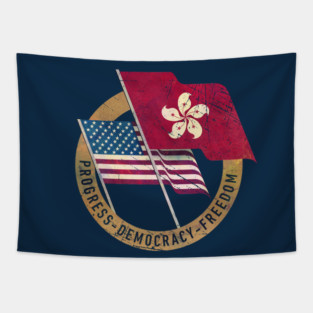USA Hong Kong Freedom Alliance Emblem Tapestry