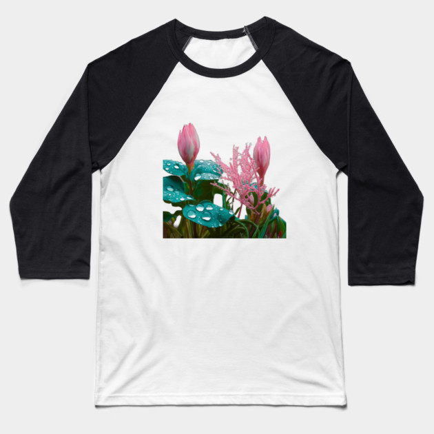 Vibrant Pink Flowers with Pointed Petals Baseball T-Shirt by animegirlnft