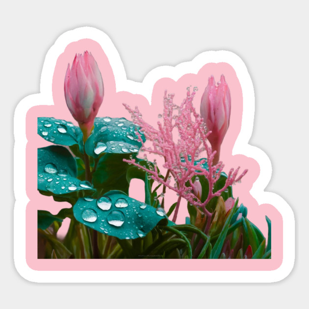 Vibrant Pink Flowers with Pointed Petals Sticker by animegirlnft