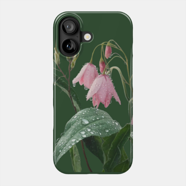 The Droplets add a Fresh and Delicate Touch to the Flowers and Their Green Leaves Phone Case by animegirlnft