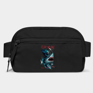 Fear No One Design: Grim Reaper Riding a Shark with Dark Ocean Waves Bag