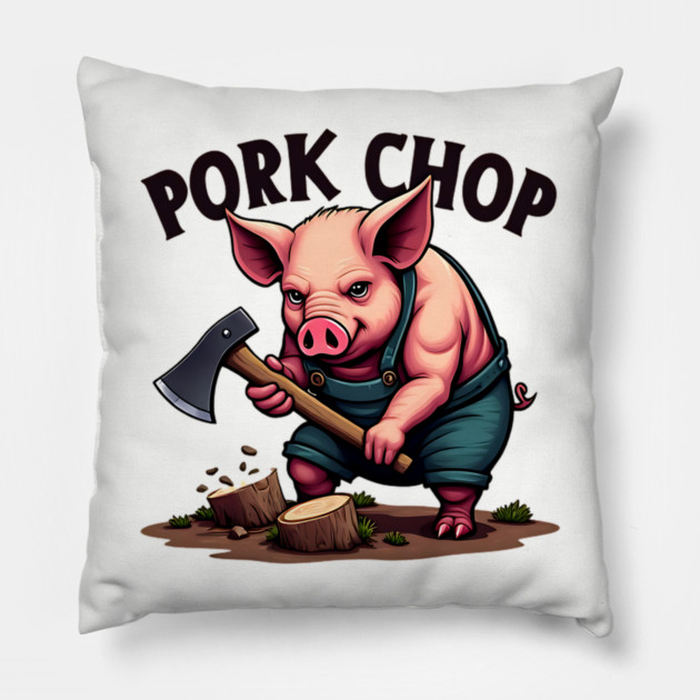 Pork Chop - Funny Pun Pillow by Silly Me Studio