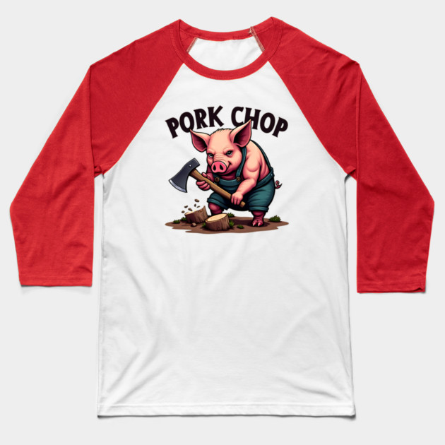 Pork Chop - Funny Pun Baseball T-Shirt by Silly Me Studio