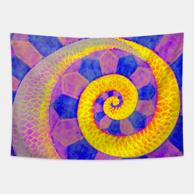Snail - Surreal Spiral - Colorful & Abstract Tapestry by TuncGK