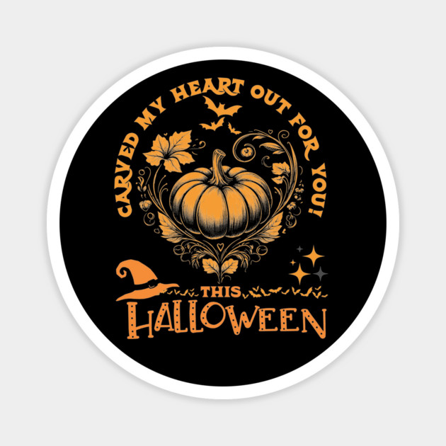 Pumpkin Heart Witch Hat for Men Women Youth Magnet by JessArty