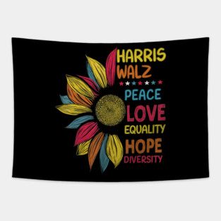 Kamala Harris Tim Walz 2024 Peace LGBT Harris Walz Waltz retro vintage Tapestry