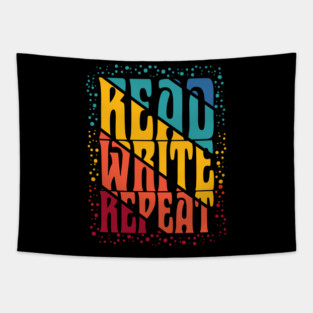 Colorful Read Write Repeat Tapestry