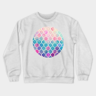 Rainbow Pastel Watercolor Moroccan Pattern Crewneck Sweatshirt