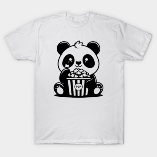 panda lover of movies and popcorn, cinephile expert in movies T-Shirt