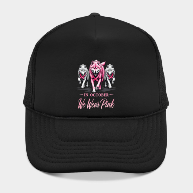 We Wear Pink In October Wolves Support Fight Awareness Design by BirdsnStuff