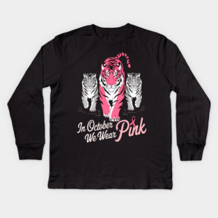 Tigers We Wear Pink October Breast Cancer Awareness Kids Long Sleeve T-Shirt