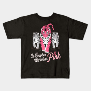 Tigers We Wear Pink October Breast Cancer Awareness Kids T-Shirt