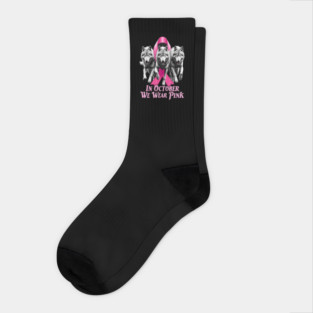Pink Ribbon Wolves Breast Cancer Awareness Socks