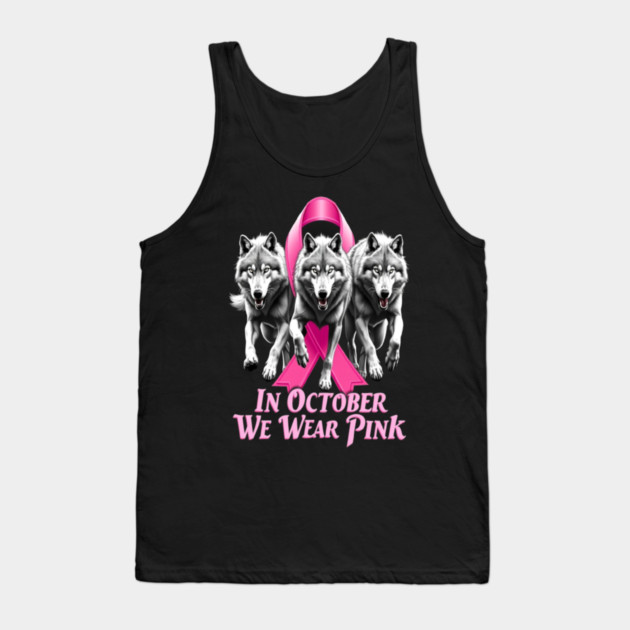 Pink Ribbon Wolves Breast Cancer Awareness Tank Top by BirdsnStuff