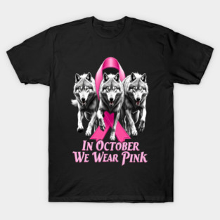 Pink Ribbon Wolves Breast Cancer Awareness T-Shirt