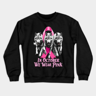Pink Ribbon Wolves Breast Cancer Awareness Crewneck Sweatshirt