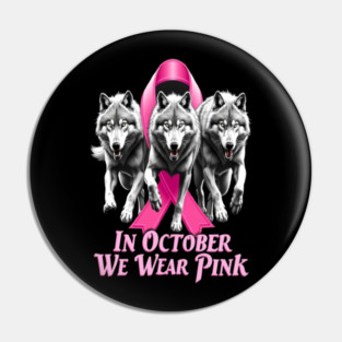 Pink Ribbon Wolves Breast Cancer Awareness Pin