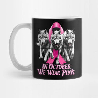 Pink Ribbon Wolves Breast Cancer Awareness Mug
