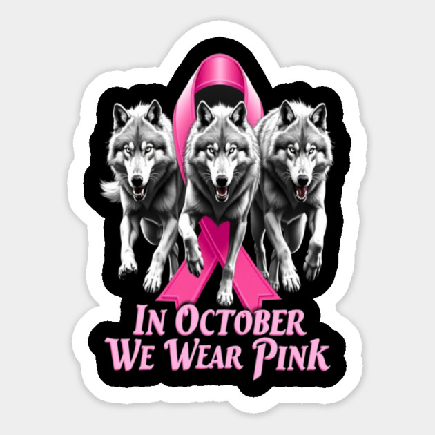 Pink Ribbon Wolves Breast Cancer Awareness Magnet by BirdsnStuff