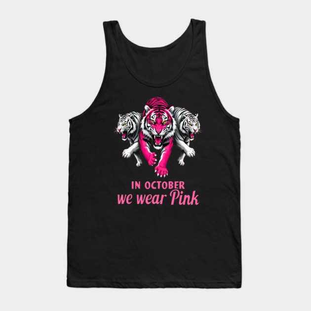 Pink Ribbon Tigers Breast Cancer Awareness Tank Top by BirdsnStuff