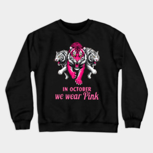 Pink Ribbon Tigers Breast Cancer Awareness Crewneck Sweatshirt