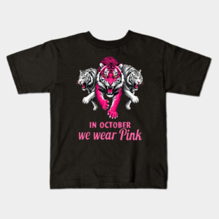 Pink Ribbon Tigers Breast Cancer Awareness Kids T-Shirt