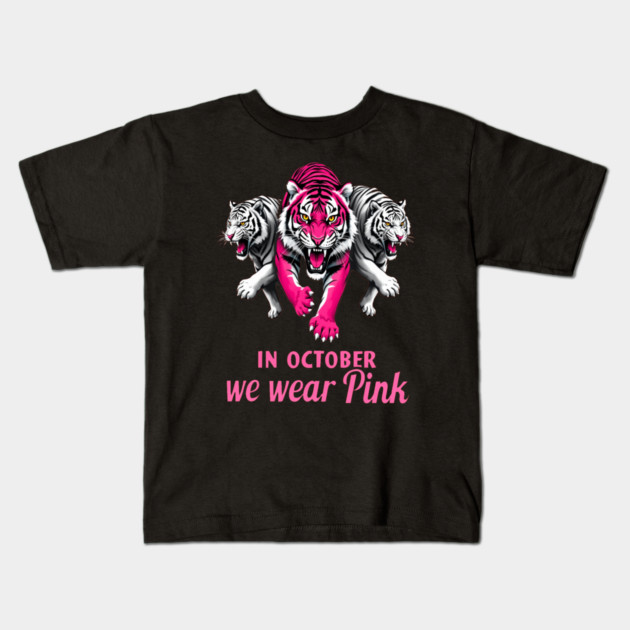 Pink Ribbon Tigers Breast Cancer Awareness Kids T-Shirt by BirdsnStuff