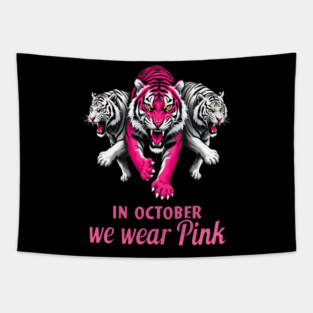Pink Ribbon Tigers Breast Cancer Awareness Tapestry