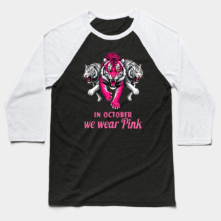 Pink Ribbon Tigers Breast Cancer Awareness Baseball T-Shirt