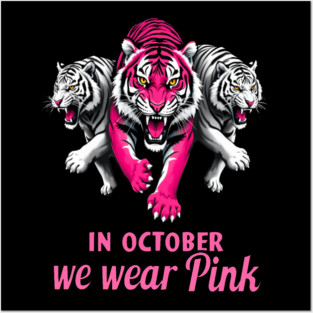 Pink Ribbon Tigers Breast Cancer Awareness Posters and Art