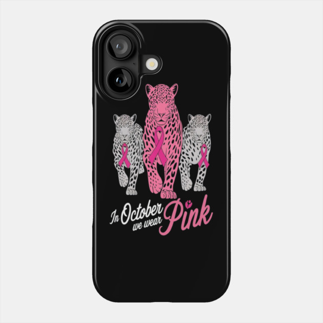 Leopard Pink Ribbon Breast Cancer Awareness Design Phone Case by BirdsnStuff