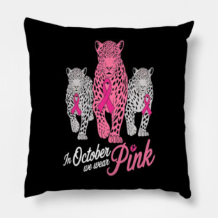 Leopard Pink Ribbon Breast Cancer Awareness Design Pillow