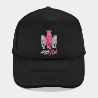 Leopard Pink Ribbon Breast Cancer Awareness Design Hat