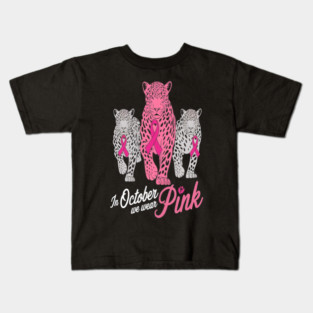 Leopard Pink Ribbon Breast Cancer Awareness Design Kids T-Shirt