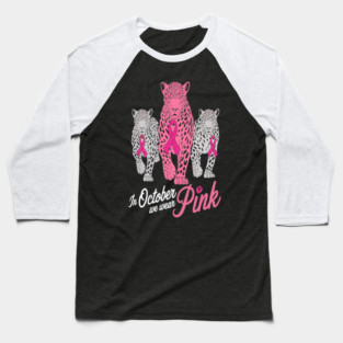 Leopard Pink Ribbon Breast Cancer Awareness Design Baseball T-Shirt