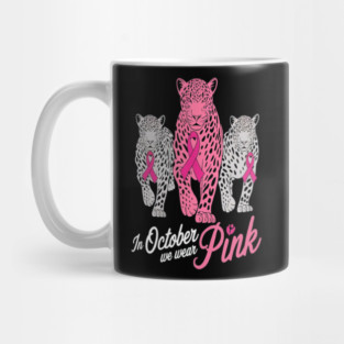 Leopard Pink Ribbon Breast Cancer Awareness Design Mug