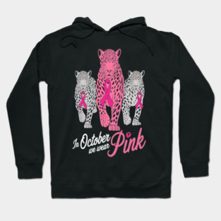 Leopard Pink Ribbon Breast Cancer Awareness Design Hoodie