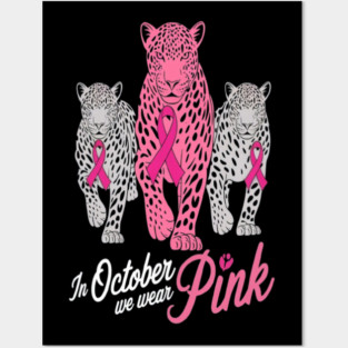 Leopard Pink Ribbon Breast Cancer Awareness Design Posters and Art