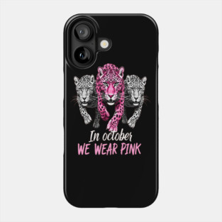 October Breast Cancer Awareness Leopard Cat Design Phone Case