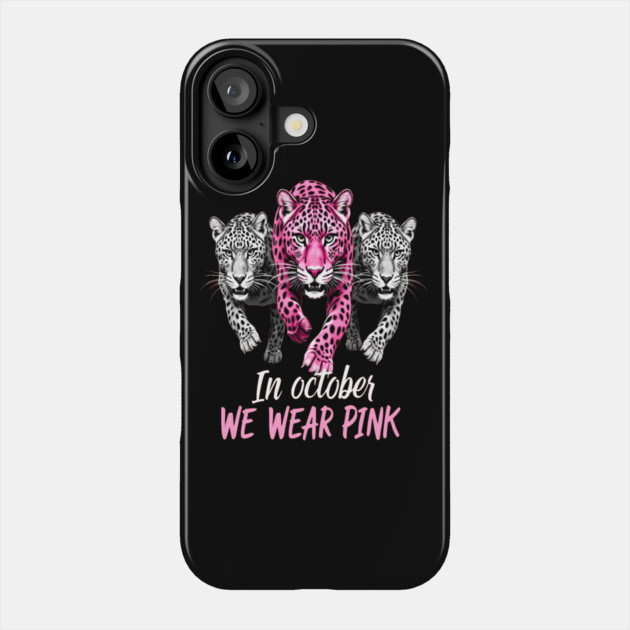 October Breast Cancer Awareness Leopard Cat Design Phone Case by BirdsnStuff