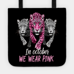 October Breast Cancer Awareness Leopard Cat Design Tote