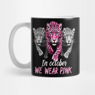 October Breast Cancer Awareness Leopard Cat Design Mug