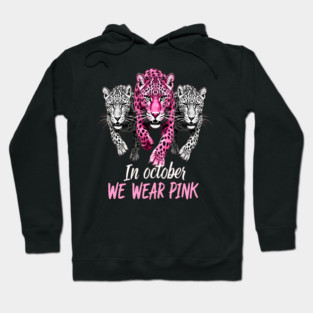 October Breast Cancer Awareness Leopard Cat Design Hoodie