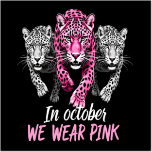 October Breast Cancer Awareness Leopard Cat Design Posters and Art