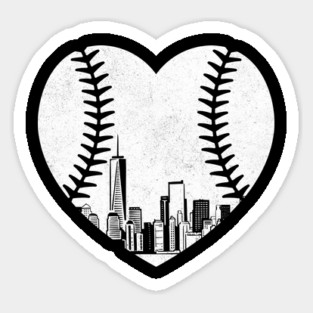 Baseball Heart New York Skyline Sticker