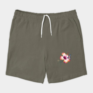 Flower with Shades of Orange, Pink, and White, Accompanied by a Detailed Butterfly Resting on One of the Petals Shorts