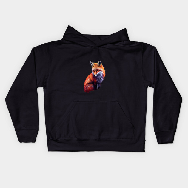 Fox with Vibrant Orange and White Fur Kids Hoodie by animegirlnft